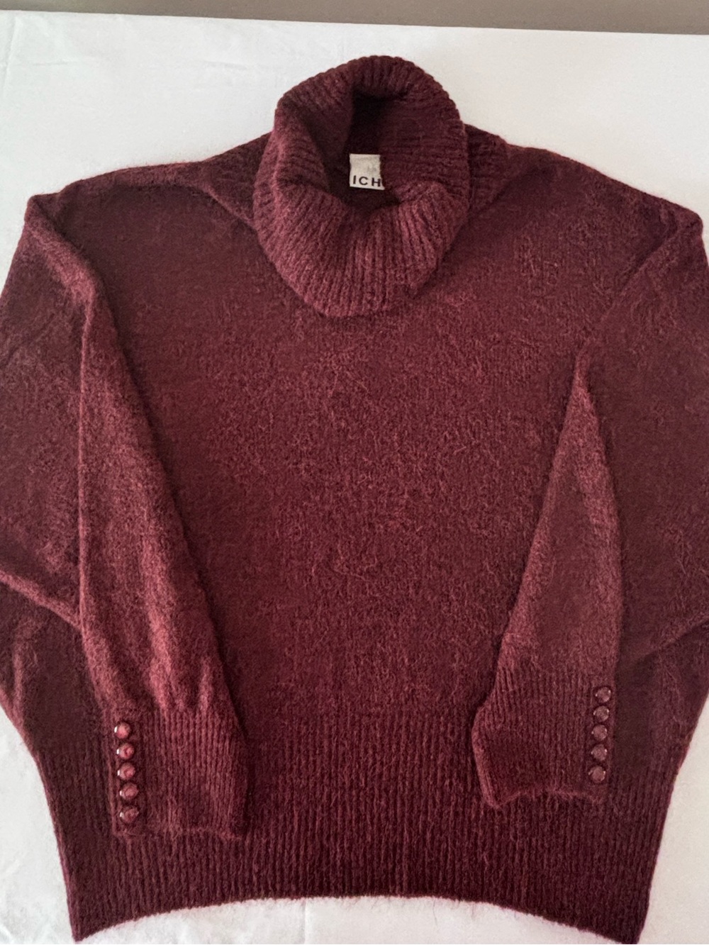 ICHI Ihkamara RN2 Roll Neck Knit OversizedSweater in Bordeaux/ Burgundy Size S/M